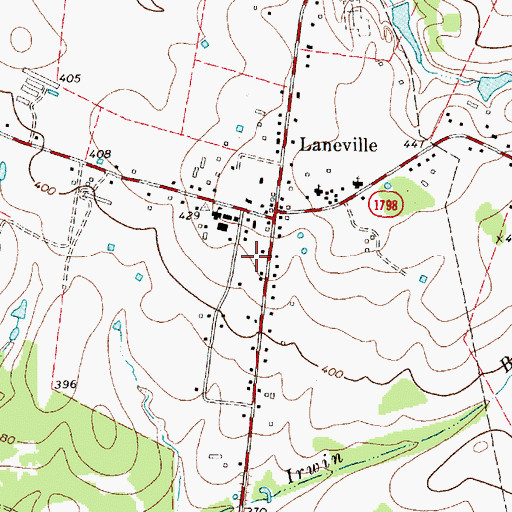 Topographic Map of Laneville Post Office, TX