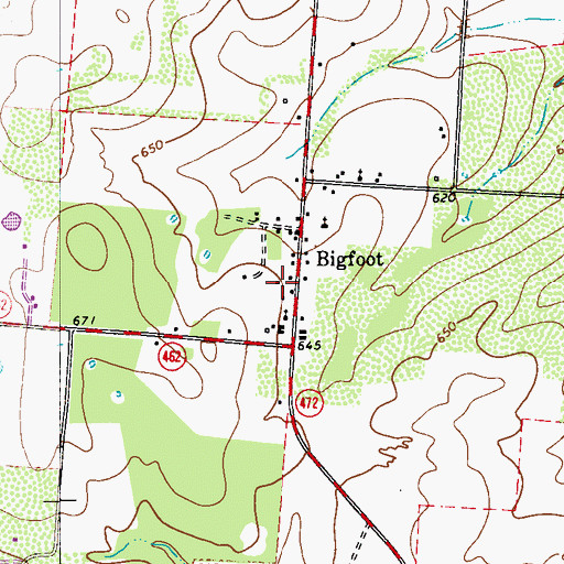 Topographic Map of Bigfoot Post Office, TX