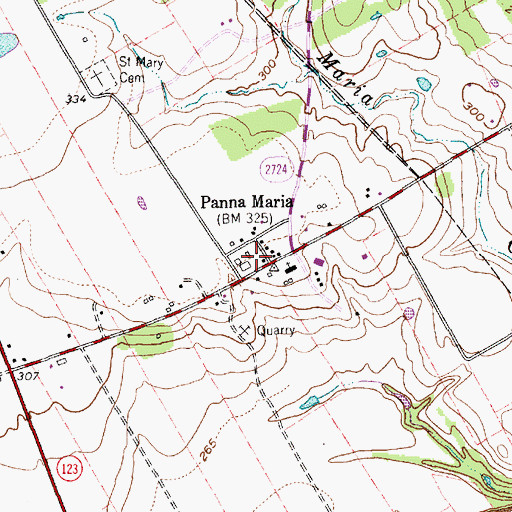 Topographic Map of Panna Maria Post Office, TX