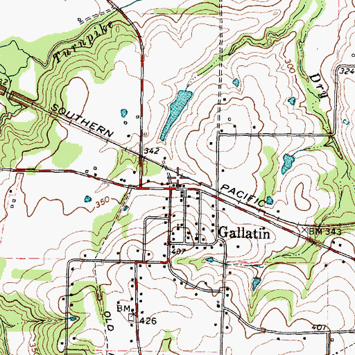 Topographic Map of Gallatin Post Office, TX