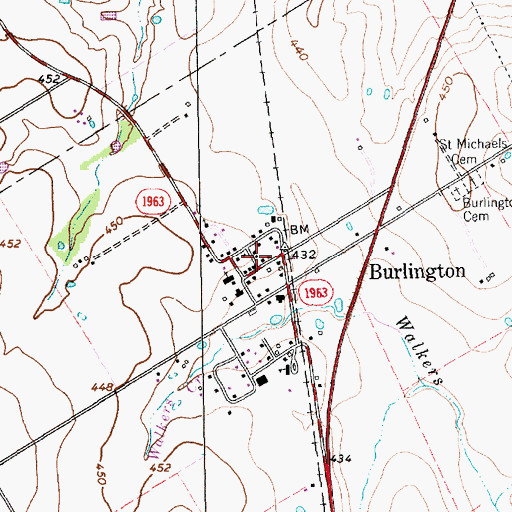 Topographic Map of Burlington Post Office, TX