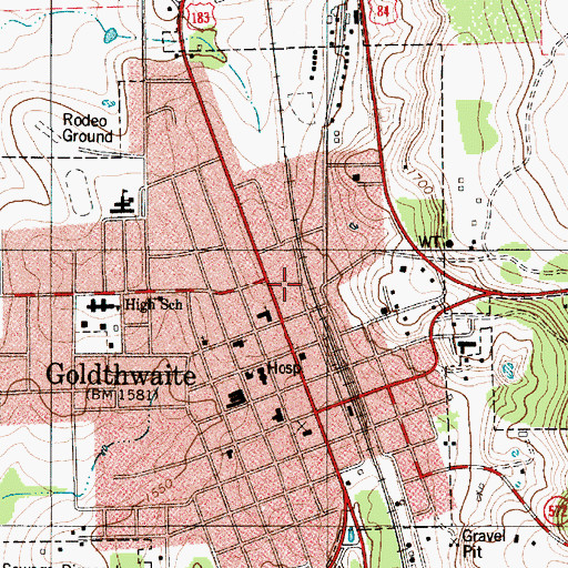 Topographic Map of Goldthwaite Post Office, TX