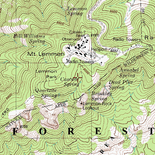 Topographic Map of Cascade Spring, AZ