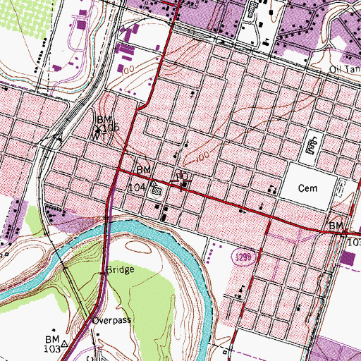 Topographic Map of Wharton Post Office, TX