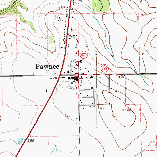 Topographic Map of Pawnee Post Office, TX