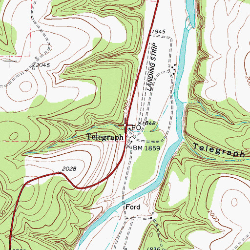 Topographic Map of Telegraph Post Office, TX
