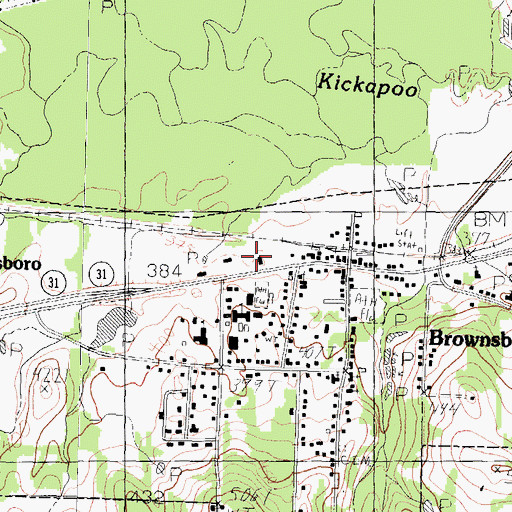 Topographic Map of Brownsboro Post Office, TX