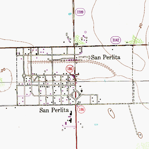 Topographic Map of San Perlita Post Office, TX