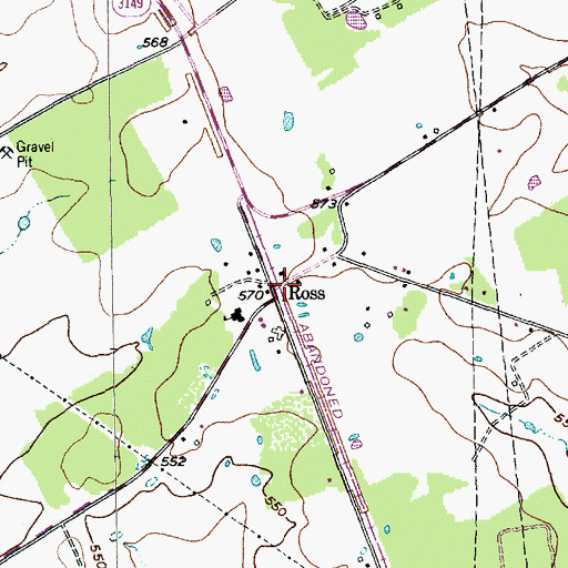 Topographic Map of Ross Post Office, TX
