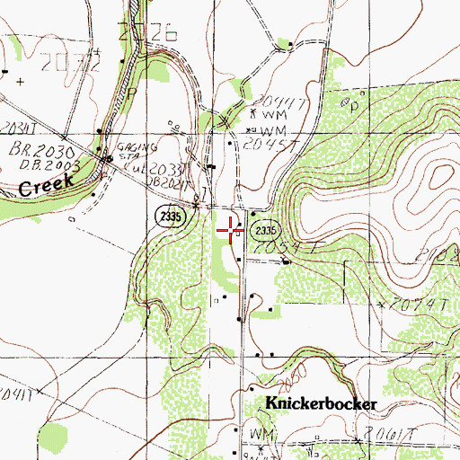 Topographic Map of Knickerbocker Post Office, TX