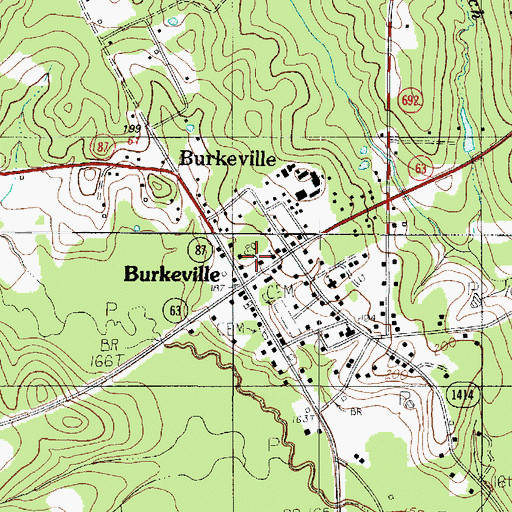 Topographic Map of Burkeville Post Office, TX