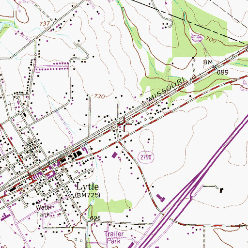 Topographic Map of Lytle Post Office, TX