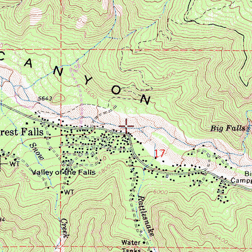 Topographic Map of Rattlesnake Creek, CA