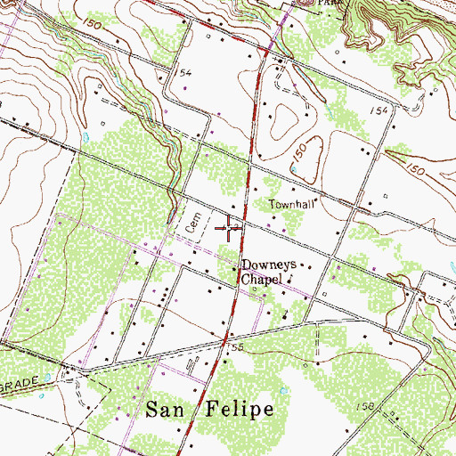 Topographic Map of San Felipe Post Office, TX