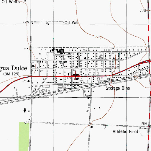 Topographic Map of Agua Dulce Post Office, TX