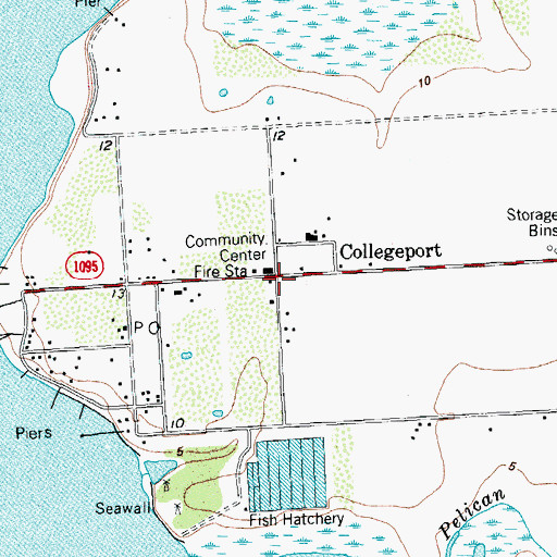 Topographic Map of Collegeport Post Office, TX