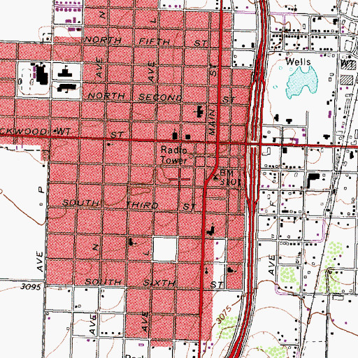 Topographic Map of Tahoka Post Office, TX