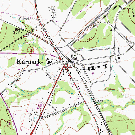 Topographic Map of Karnack Post Office, TX