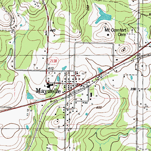 Topographic Map of Maydelle Post Office, TX