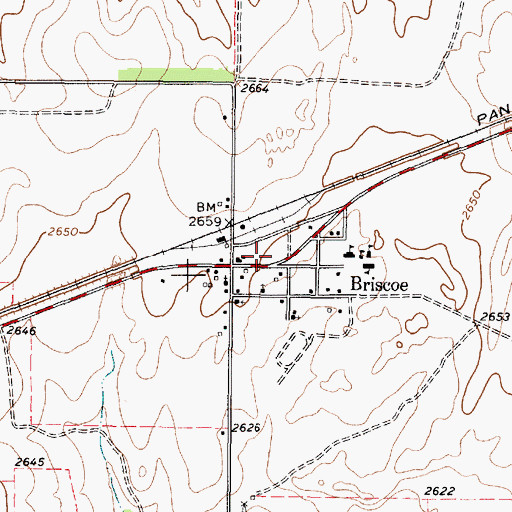 Topographic Map of Briscoe Post Office, TX