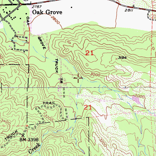 Topographic Map of Rattlesnake Creek, CA