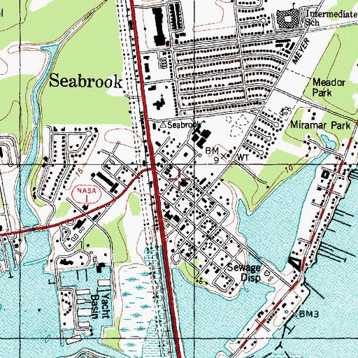 Topographic Map of Seabrook Post Office, TX