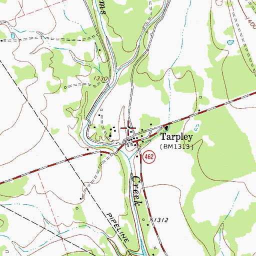 Topographic Map of Tarpley Post Office, TX