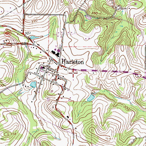 Topographic Map of Harleton Post Office, TX