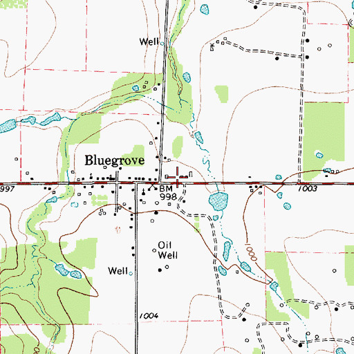 Topographic Map of Bluegrove Post Office, TX