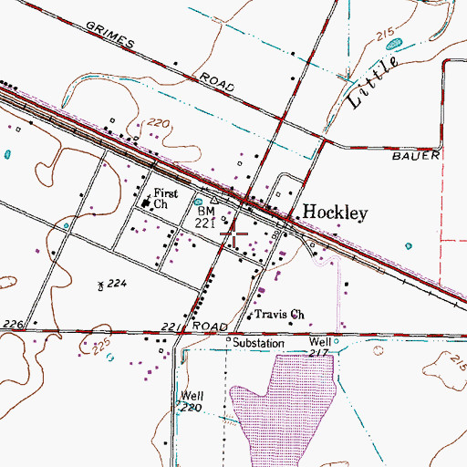Topographic Map of Hockley Post Office, TX