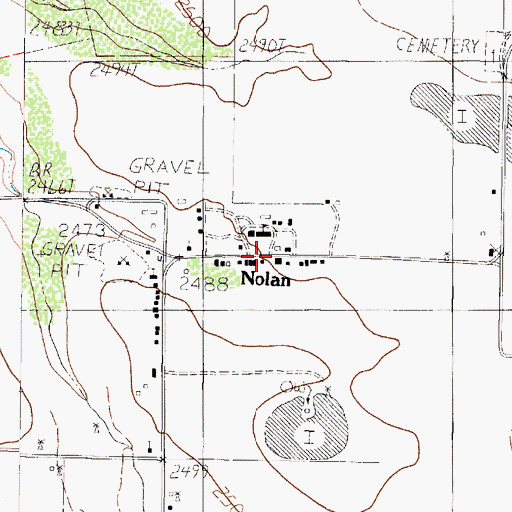 Topographic Map of Nolan Post Office, TX