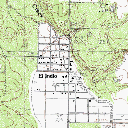 Topographic Map of El Indio Post Office, TX