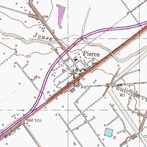 Topographic Map of Pierce Post Office, TX