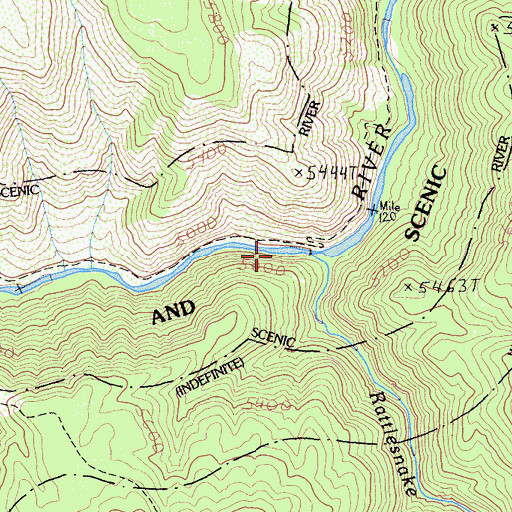 Topographic Map of Rattlesnake Creek, CA