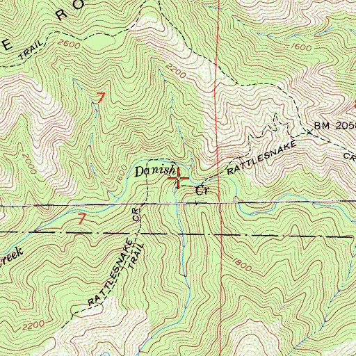 Topographic Map of Rattlesnake Creek, CA