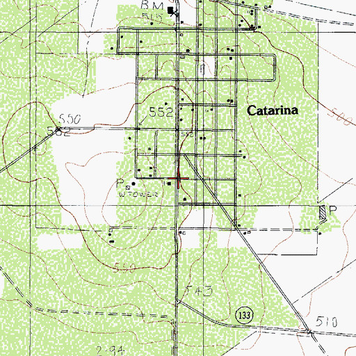 Topographic Map of Catarina Post Office, TX