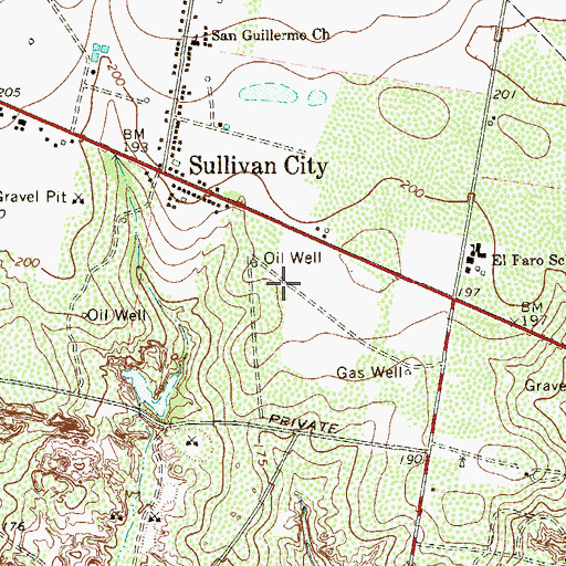 Topographic Map of Sullivan City Post Office, TX