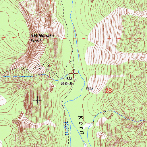 Topographic Map of Rattlesnake Creek, CA