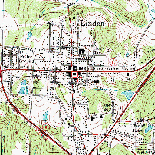 Topographic Map of Linden Post Office, TX