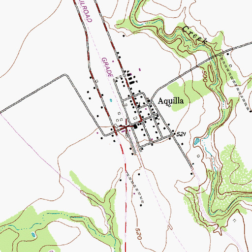 Topographic Map of Aquilla Post Office, TX