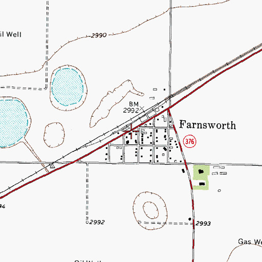 Topographic Map of Farnsworth Post Office, TX
