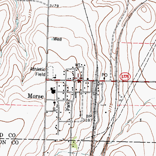 Topographic Map of Morse Post Office, TX