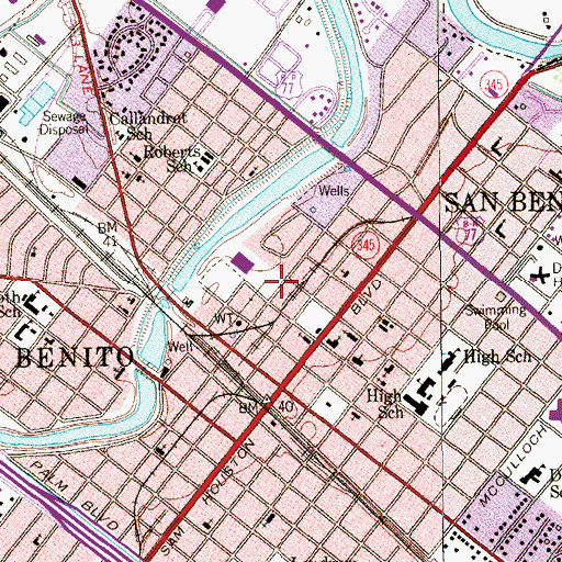 Topographic Map of San Benito Post Office, TX