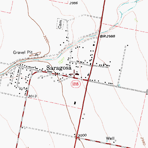 Topographic Map of Saragosa Post Office, TX