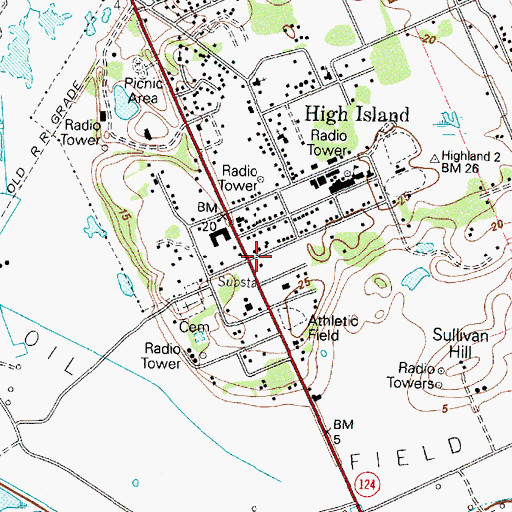 Topographic Map of High Island Post Office, TX