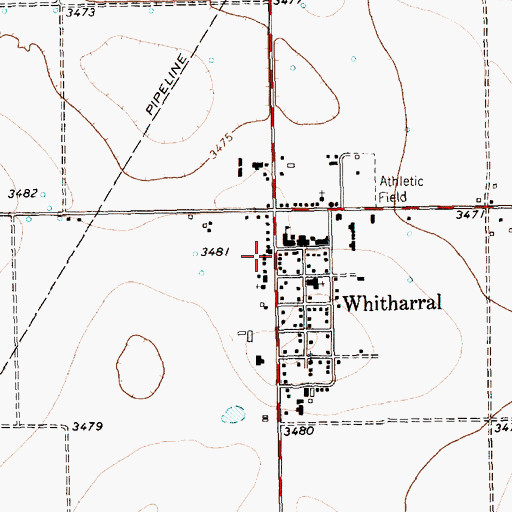 Topographic Map of Whitharral Post Office, TX