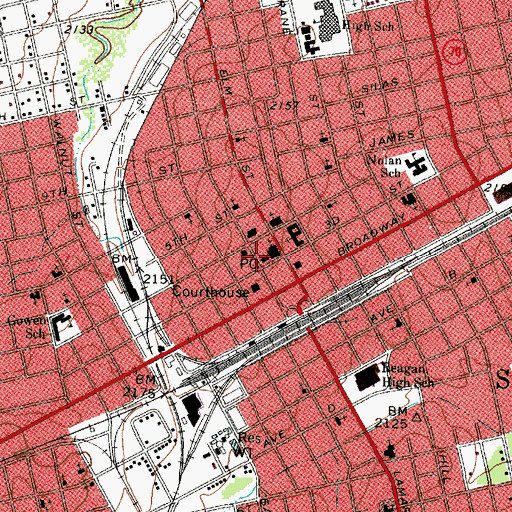 Topographic Map of Sweetwater Post Office, TX