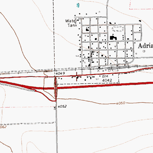 Topographic Map of Adrian Post Office, TX