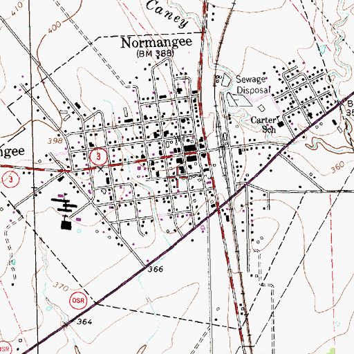 Topographic Map of Normangee Post Office, TX