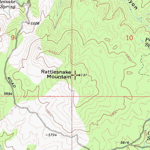 Topographic Map of Rattlesnake Mountain, CA